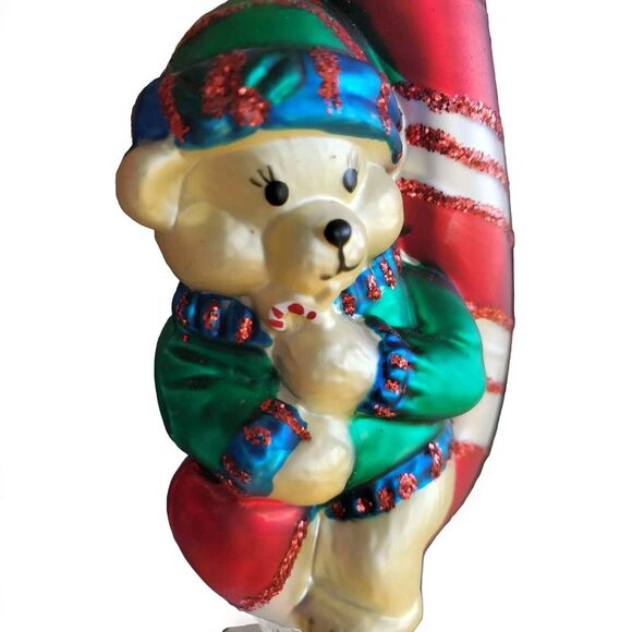 Vintage Glass Hand Mouth Blown European Style Cubby Bear by Santas Best Ornament - Picture 2 of 4